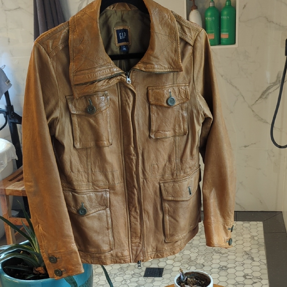 GAP Women's Tan Leather Field Jacket